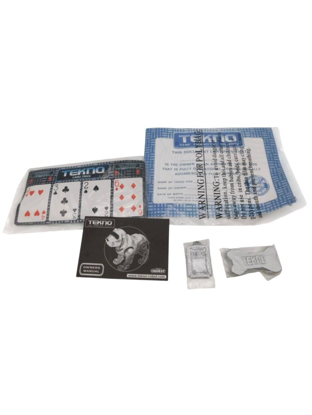 Tekno Robot Puppy Accessories Set Replacement Card Trick Manual Bone Tag Unused